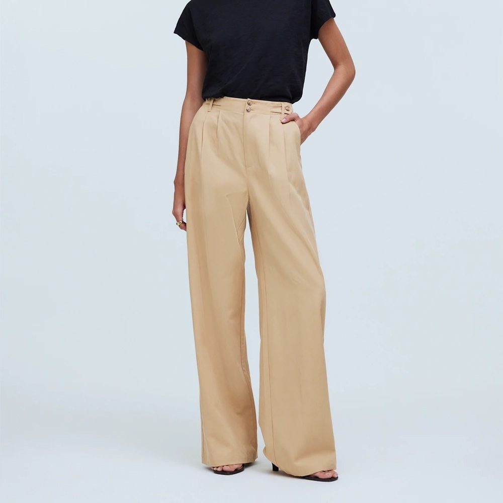 Madewell Harlow Wide-Leg Pants in Seed Khaki